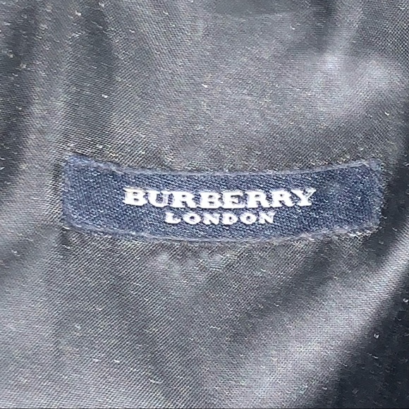 B)  BURBERRY blue treated canvas window pane PLAID tote - Picture 2 of 7